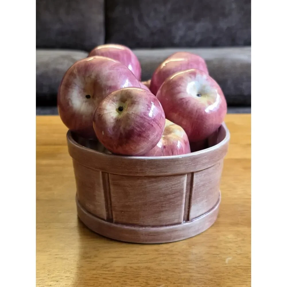 Vintage Italian Ceramic Basket of Apples Made for ETHAN ALLEN in Italy RARE